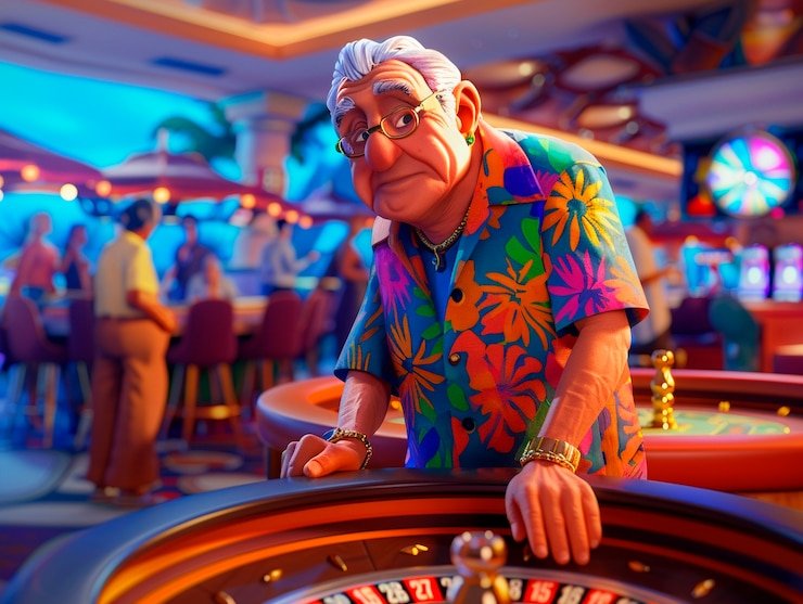 Dealer live casino sedang mengatur meja baccarat dengan antarmuka modern liga228